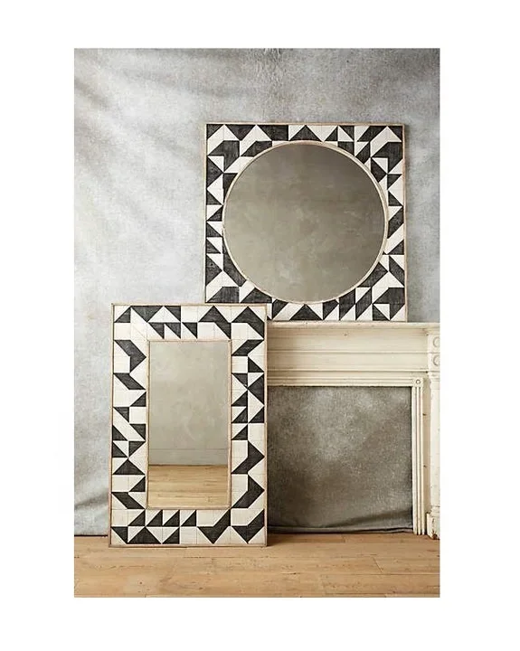 Лучшая инкрустация из смолы черная зеркальная рама настенное зеркало для ванной спальни гостиной каминного зала украшения дома