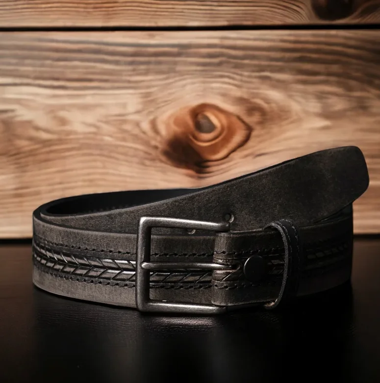 High Quality Men's Genuine Cowhide Leather Belt Factory Direct Sale-Full Grain Leather with Steel Buckle Direct from Pakistan