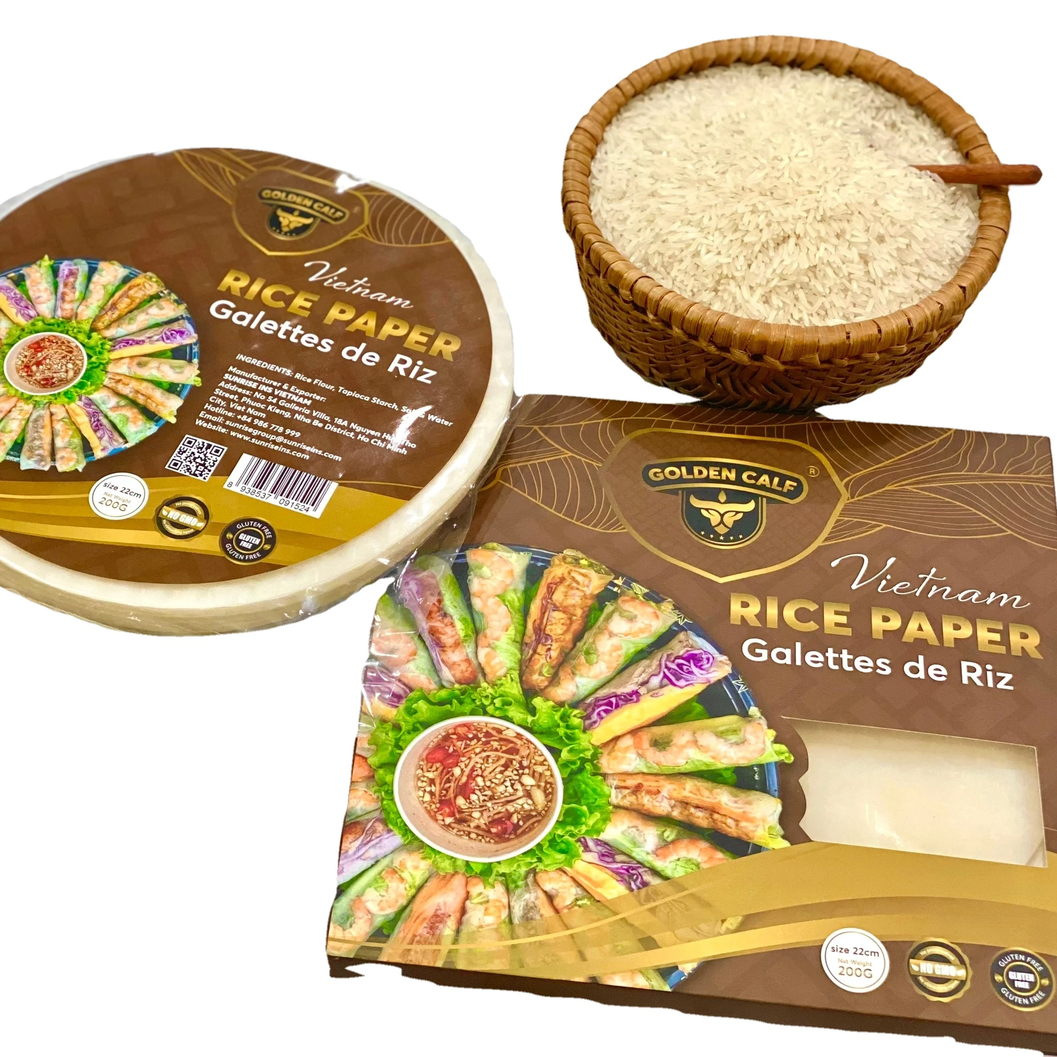 22cm ラウンド・スクエアライスペーパー 春巻き 用 乾燥食品 バッグ入り