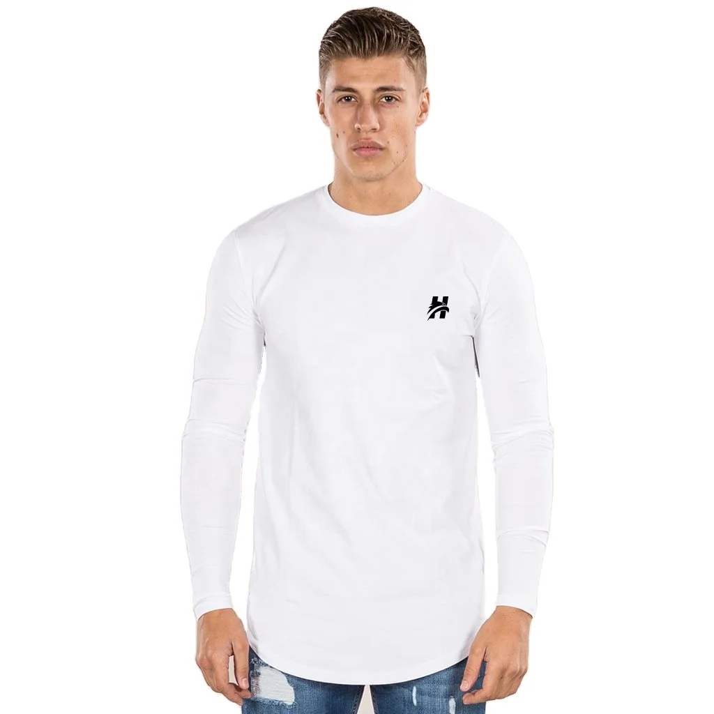 New Arrival Summer Men T-shirt White Long Sleeve Slim Fit T Shirts