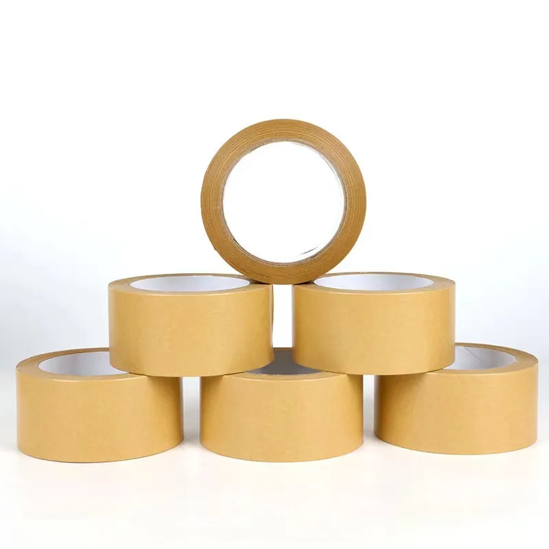 Eco Friendly Reinforced Brown Kraft Paper Tape Roll Custom Logo For
