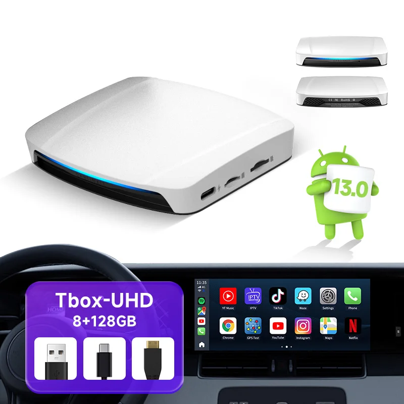 Carlinkit 8g128gbワイヤレスAndroid auto Carplay ai boxAndroid 13 ai box tbox uhd  hdmi usb hd video for youtube tiktok| Alibaba.com