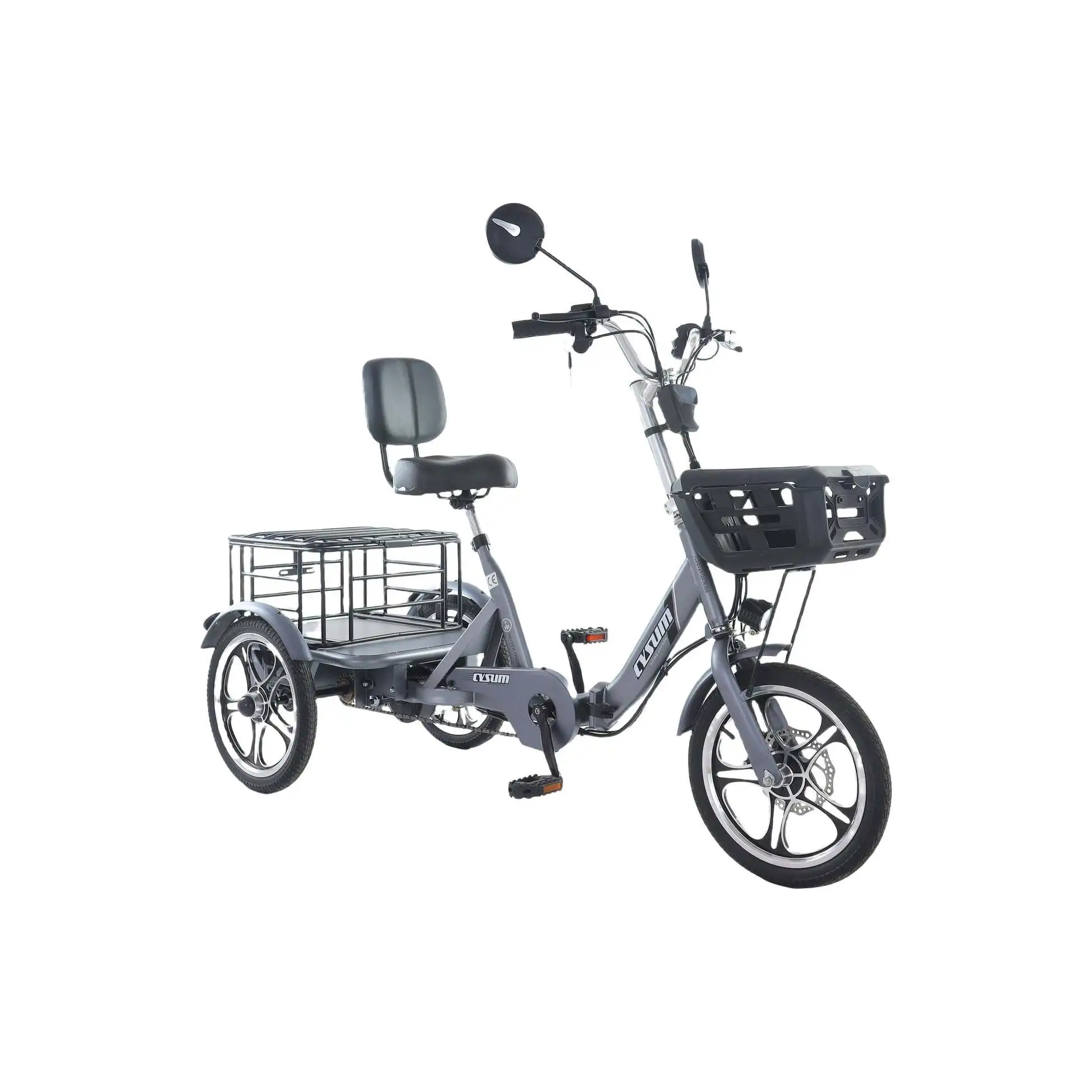 48v 350w Rear-Drive Foldable Cargo E-Trike Top Speed 25km/h 16 Inch Tire Electric Trike with Steel Body Open and Closed Type