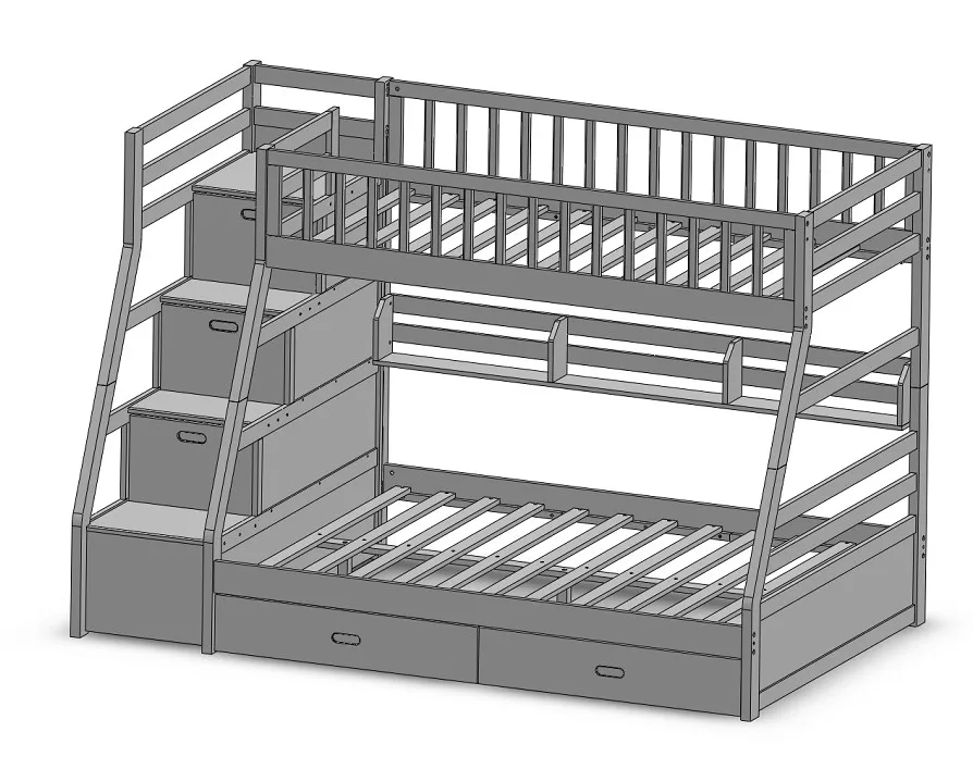 Super Product 2,4m Customized Bunk Bed Wooden Bedroom Furniture For