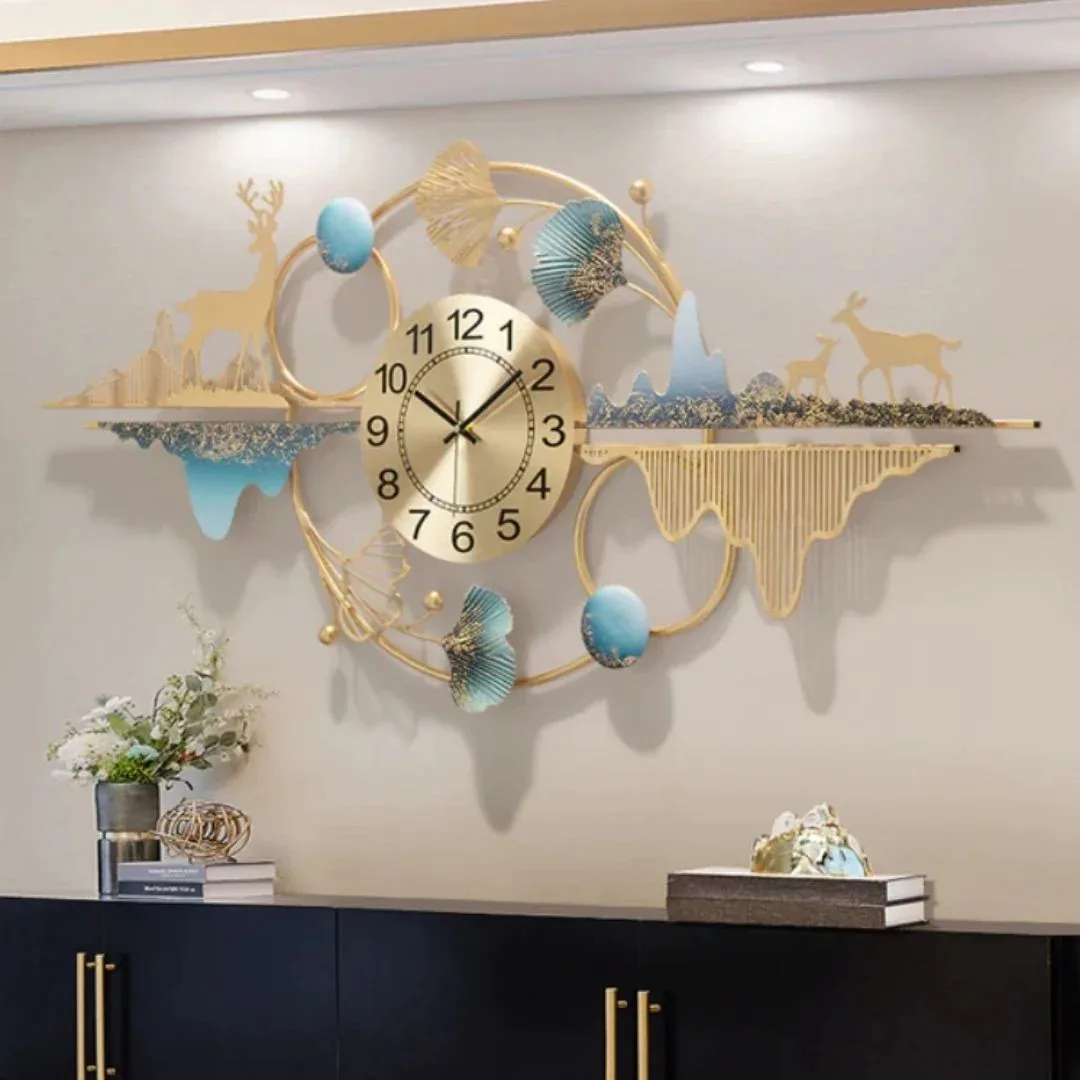Latest Design Luxury Big Dial Iron Wall Clock Fancy Round Hanging Metal