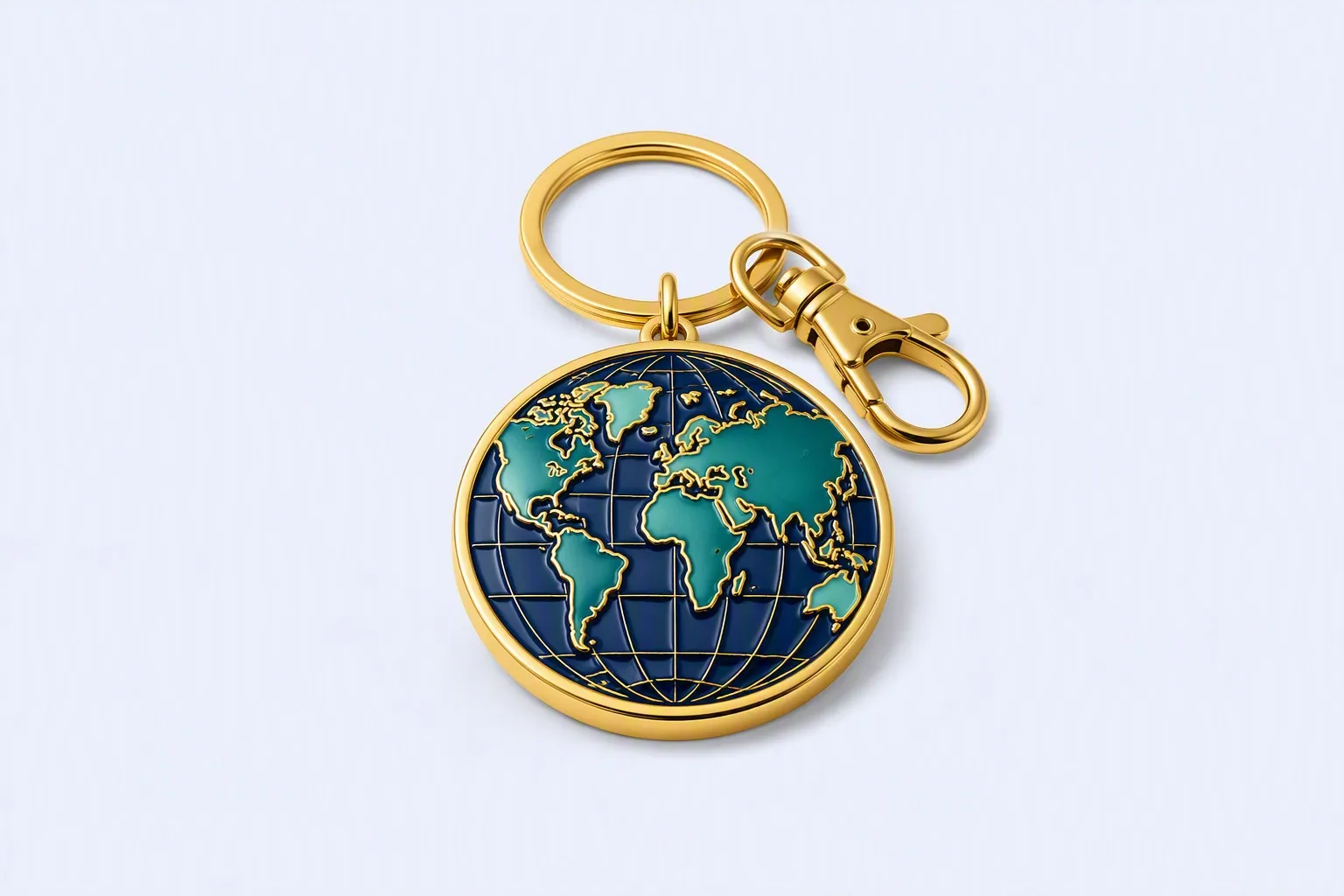 Baked paint keychain hero — single product centered on #f1f4ff