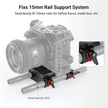 SmallRig Base Plate, Camera Baseplate with 15mm Rod Clamps, Tripod Mounting Plate for DSLR Camera Video Camera - 1775 detail image