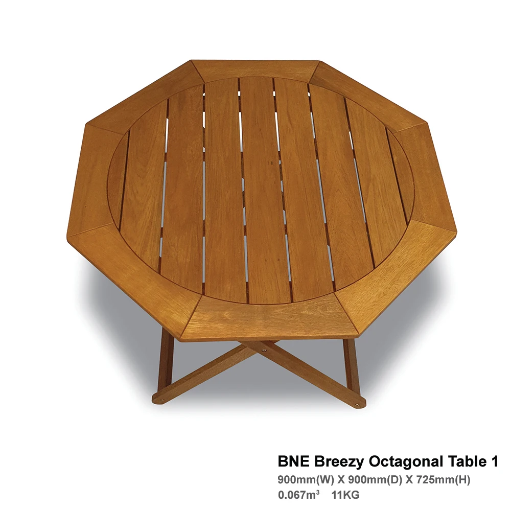 Solid Tropical Wood Bne Breezy Octagonal Foldable Table High Durability