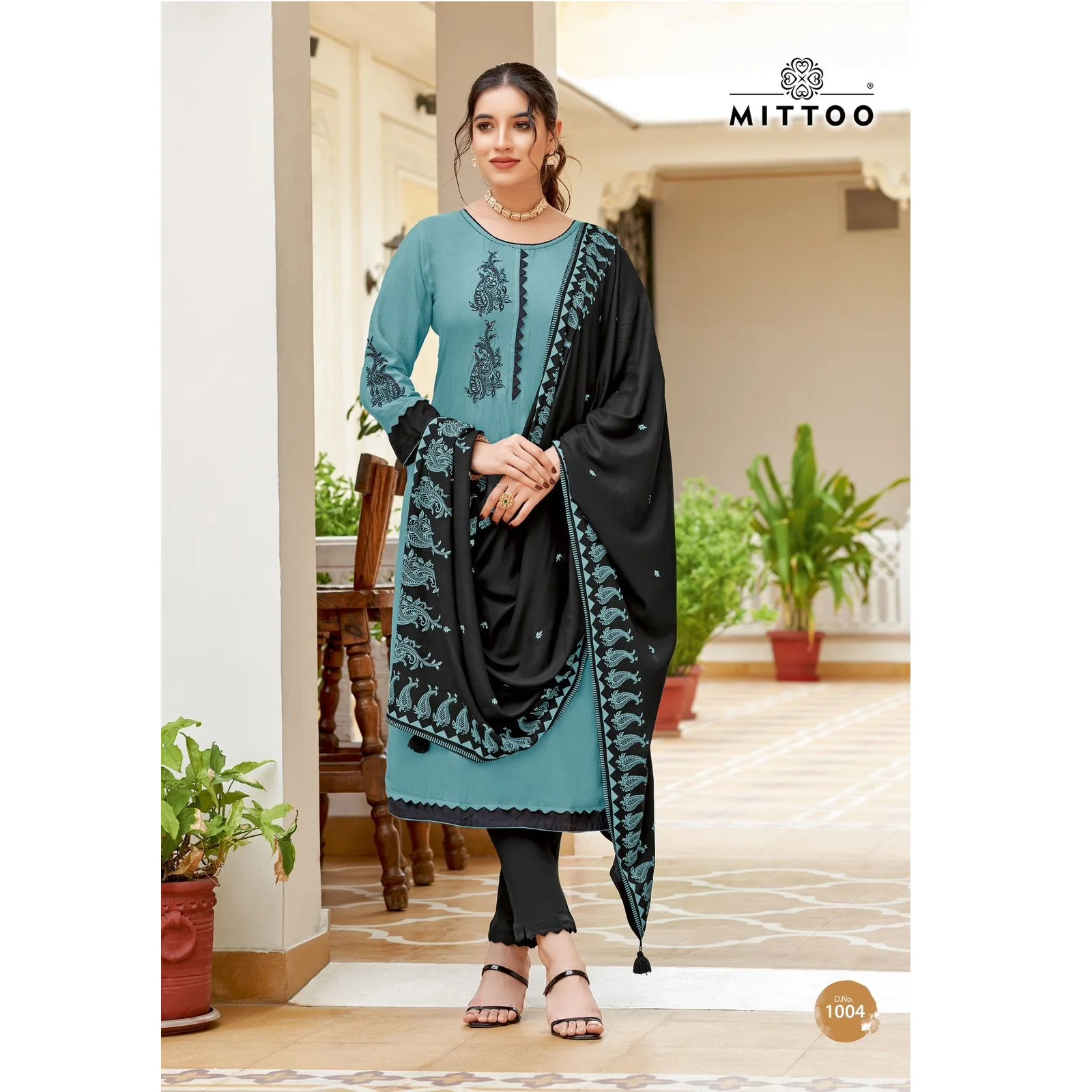 Designer Rayon Weaving Print Wedding Dress Set Embroidered Kurti Pant and Dupatta for Indian & Pakistani Culture