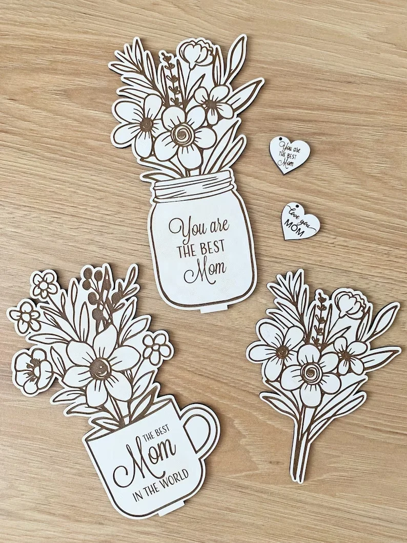 Latest Model Customized Logo Wooden Standing Flower Pot UV Printed Photo Frame for Mother's Day Perfect Gift Photos Souvenirs