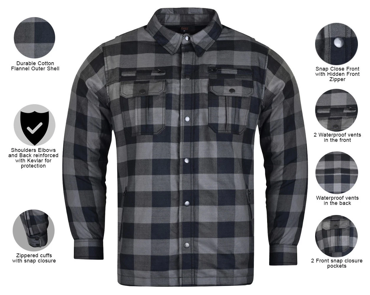 Custom Made New Men's Biker Motorcycle Flannel Shirt Made With Ce ...