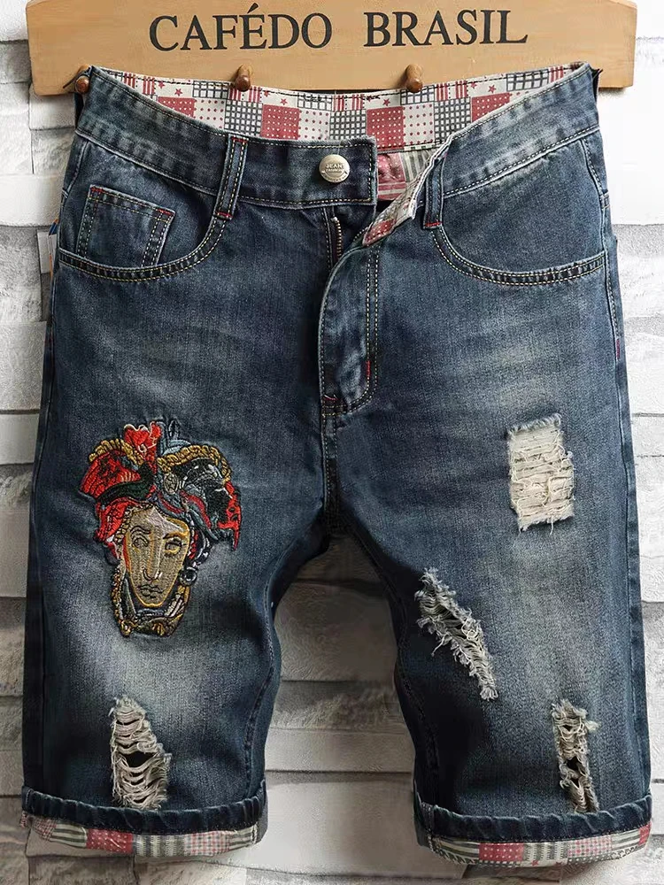 European And American High Street Washed Mid-waist Straight Summer Thin Men's Denim Shorts415_voghion.com