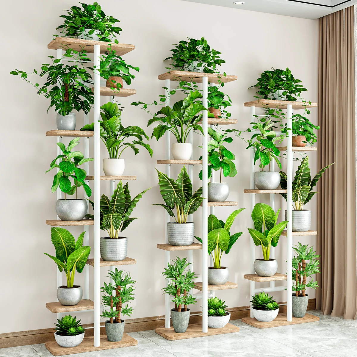 Wholesale Artificial Metal Flower Display Racks  Multilayer Wedding Flower Shelf Balcony Flower Pot Stand