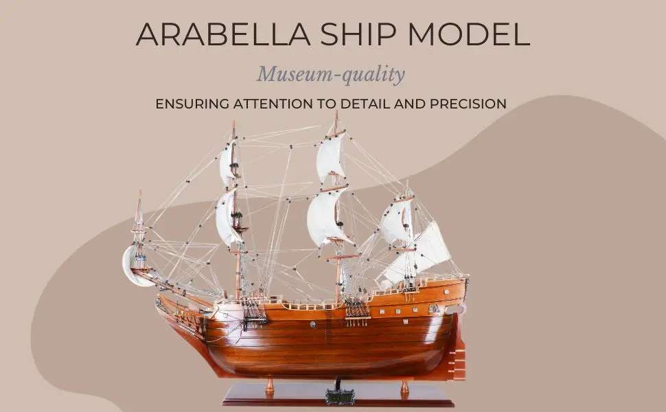 Arabella Model Ship Handcrafted Wooden Replica With Display Stand