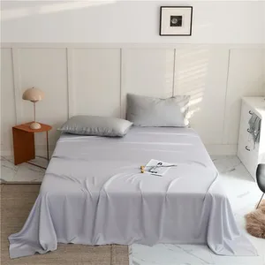 100% Bamboo Fiber King Size Luxury Double Bed Sheet Plain Style Flat Home Textiles Bed Sheet