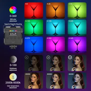NEEWER Magnetic RGB Video Light 360° Full Color RGB61 LED Camera Light Rechargeable Portable Photography Selfie Lighting detail image