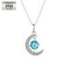 925 Silver 18k White Gold Plated March Birthstone Necklace