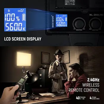 Neewer 18" Led Video Light Panel Lighting Kit with Remote, 2-Pack 45W Dimmable Bi-Color +Light Stand, 3200K5600K Soft Light detail image