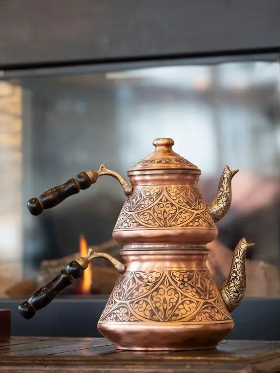 Copper Teapot Turkish Style Tea Pot Handmade Metal Turkish Tea