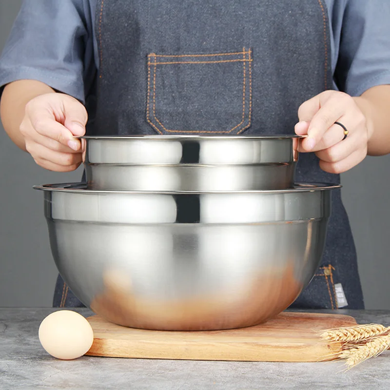Stainless Steel Egg Mixing Bowl Baking Home Special Container Kitchen and Dough Kneading Cake Cream Sending Cooking Bowl