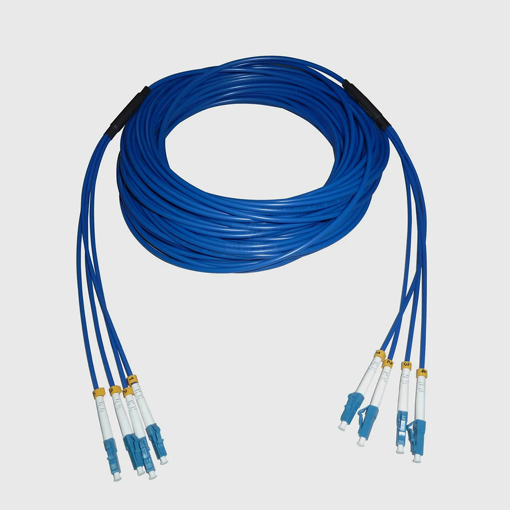 Outdoor Waterproof Armored Patch Cord Breakout Cable 4/6/8 /12 Fc Lc Sc