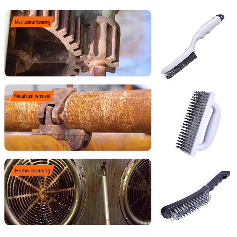 Plastic handle Clean metal dirt play stainless steel cleaning industrial steel brush