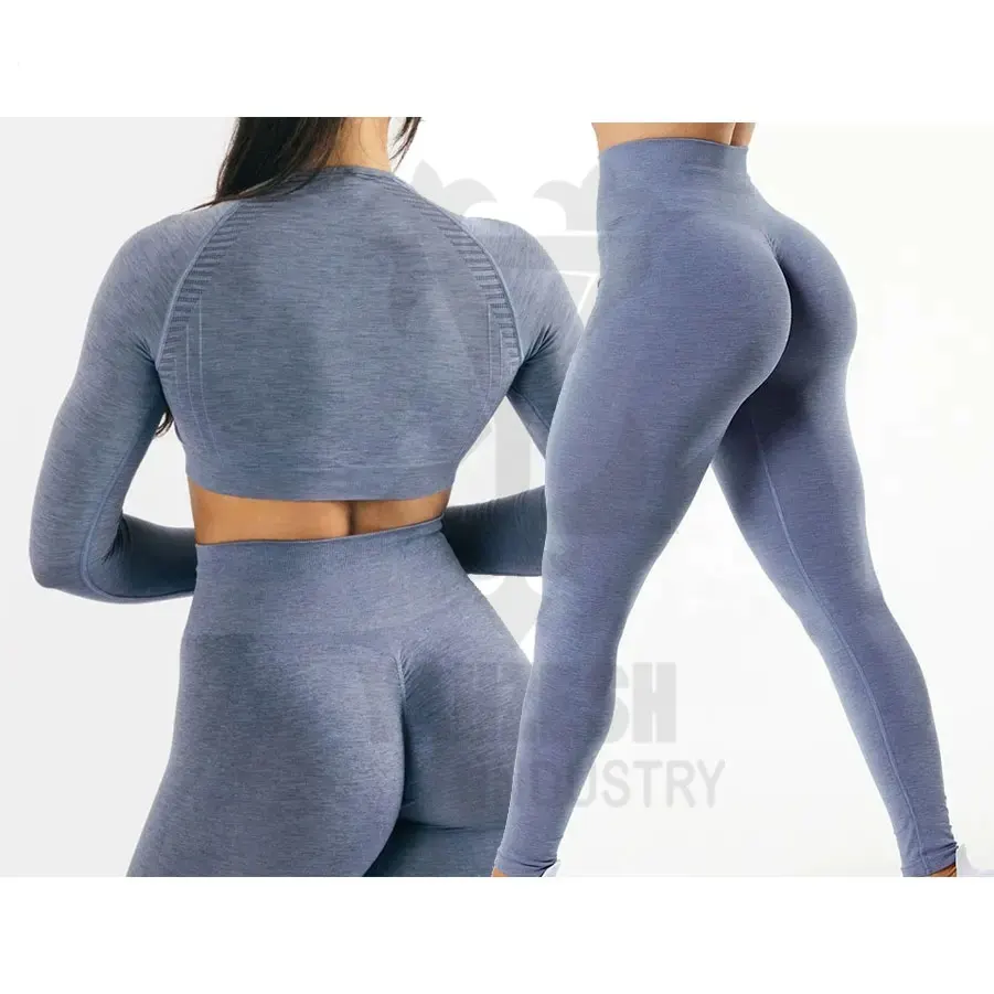 2023 Best Selling Active Wear Women Comfortable Yoga Fitness Leggings Bra Set Long Sleeve Crop