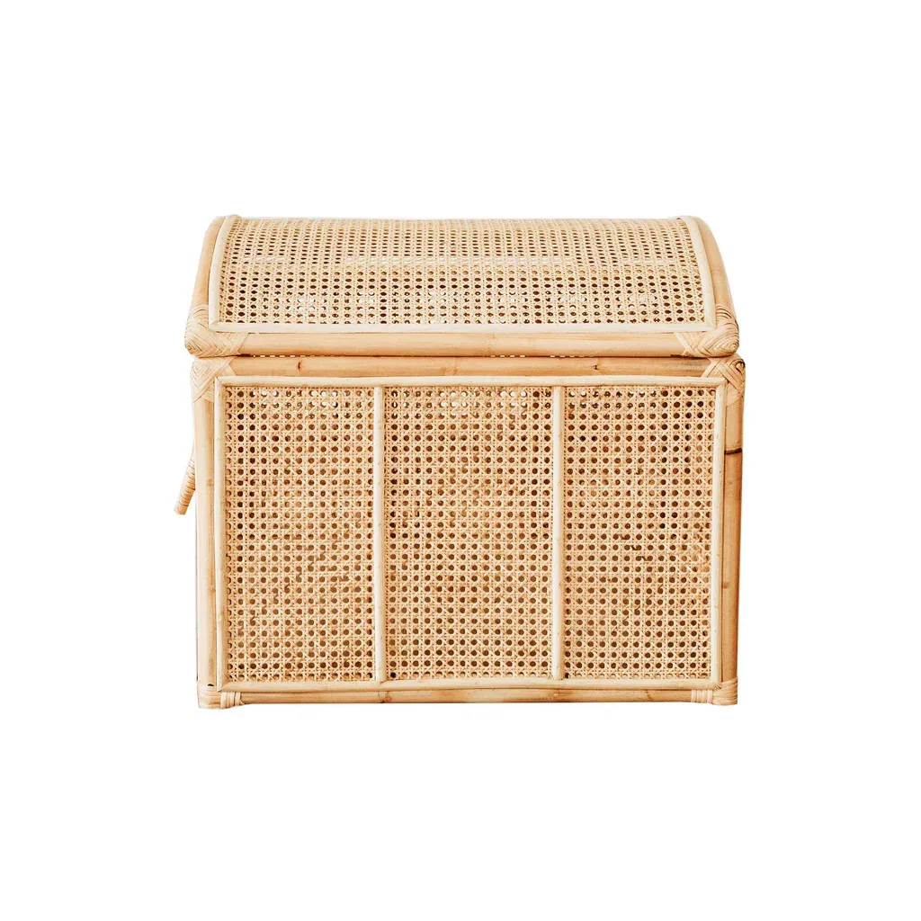 Boho Style Unique Rattan Storage Trunk, Toy Box, Woven Picnic Basket Home Clothes