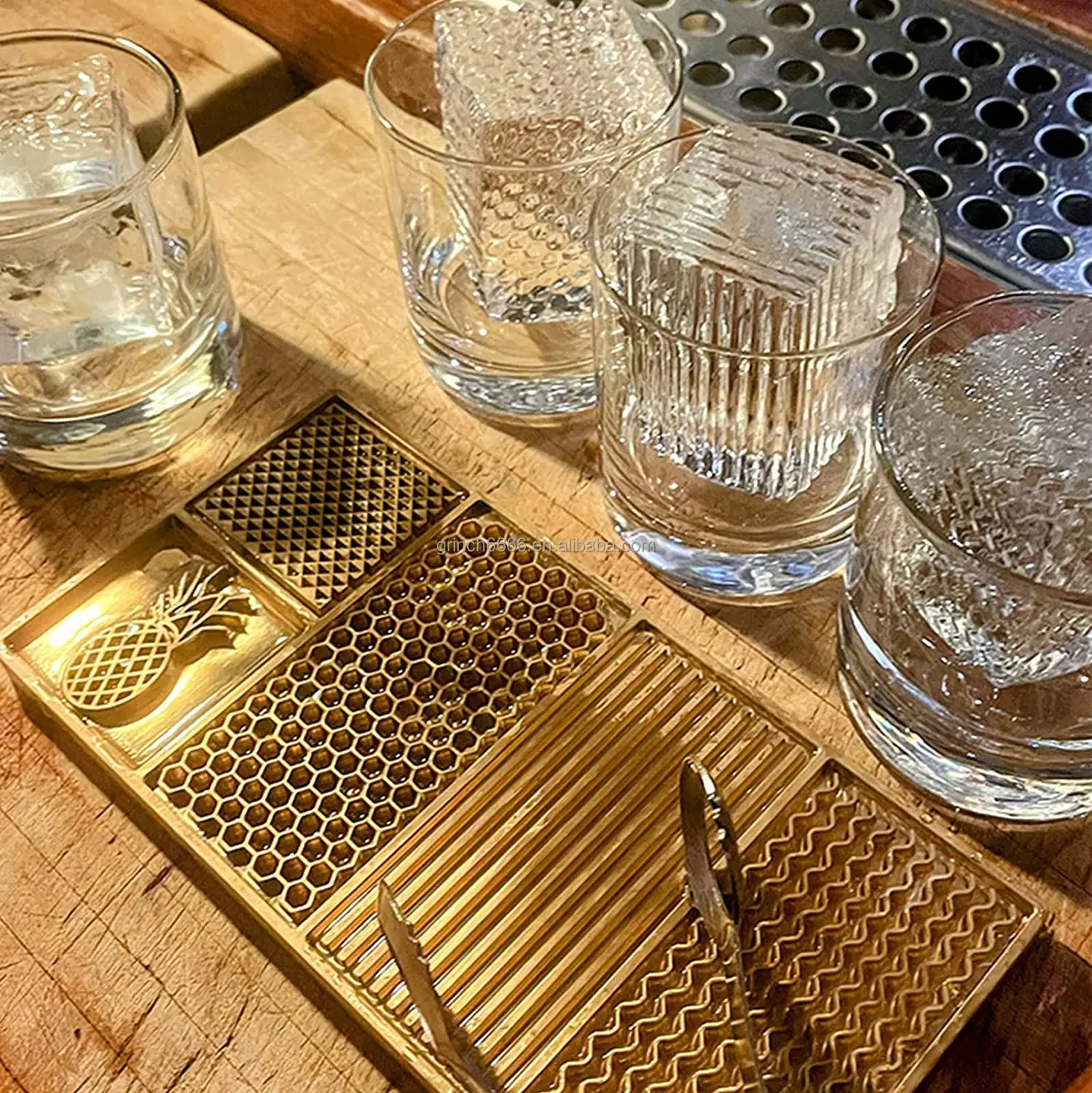 Fully Customized Brass Ice Stamp Tray Ice Cube Texture Designer Plate