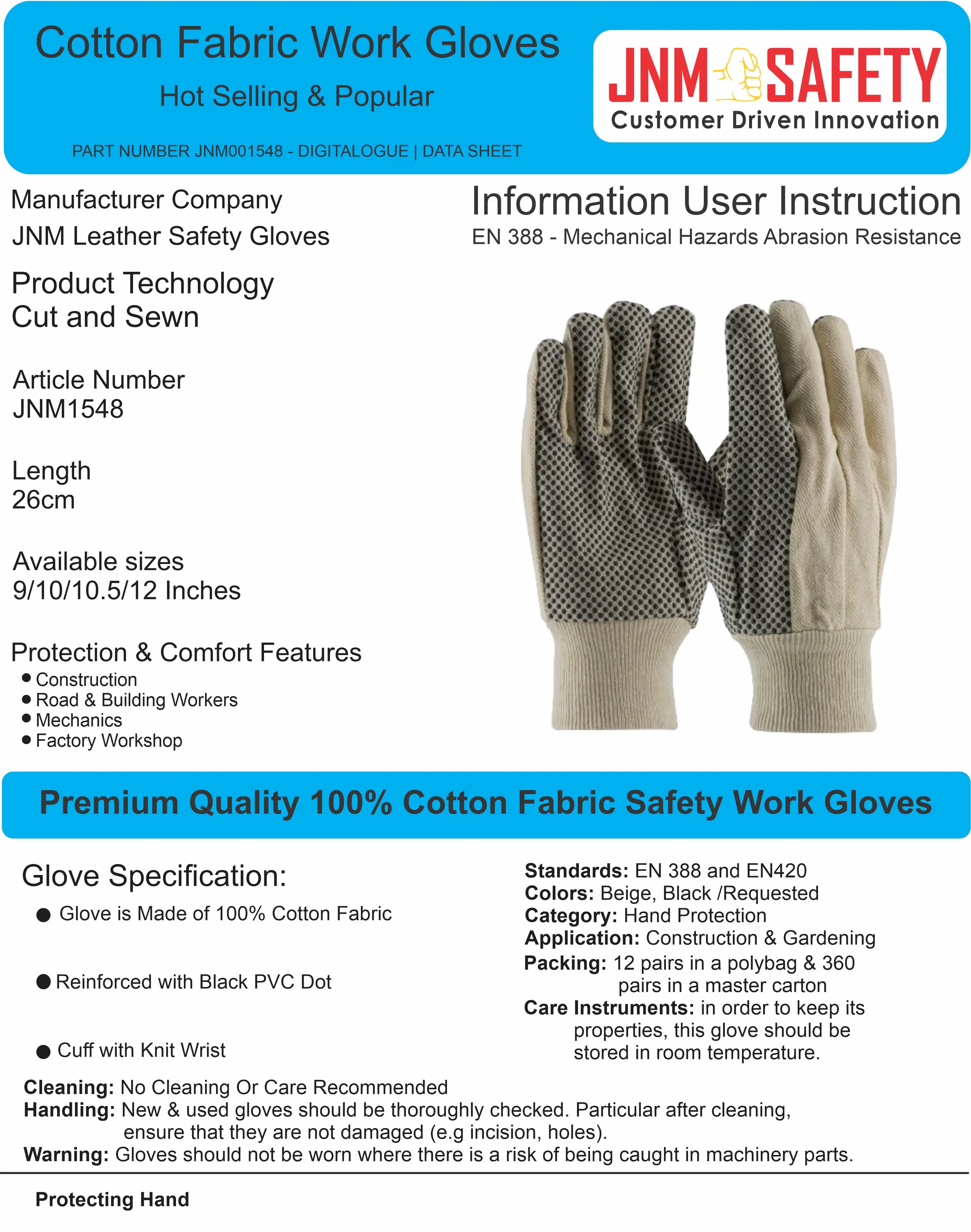 Reinforced Pvc Dot Cotton Fabric Gloves Industrial Safety Anti Smash ...