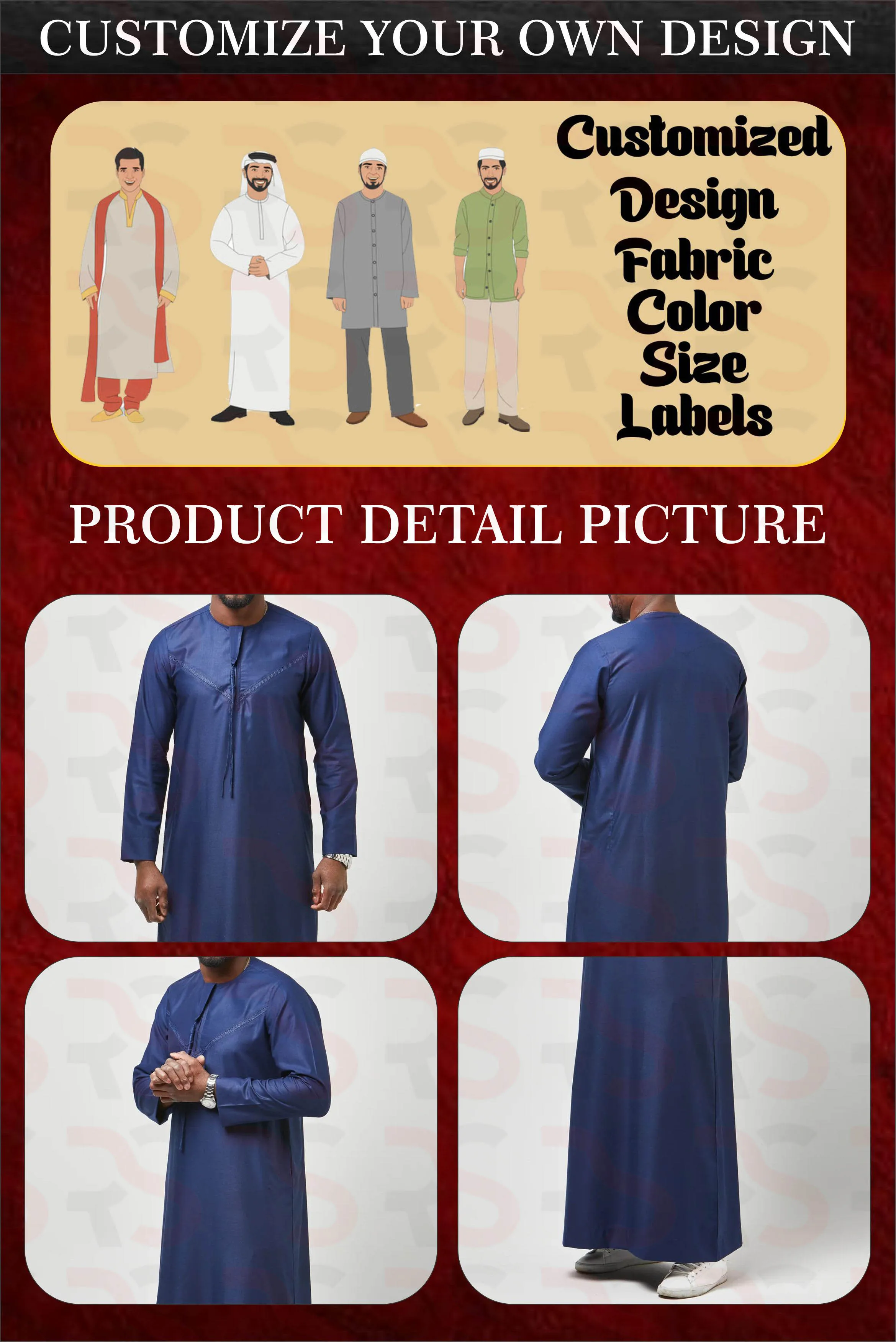 Modern 2024 Embroidered Islamic Thobe Jubbah For Men's Wholesale Dubai ...