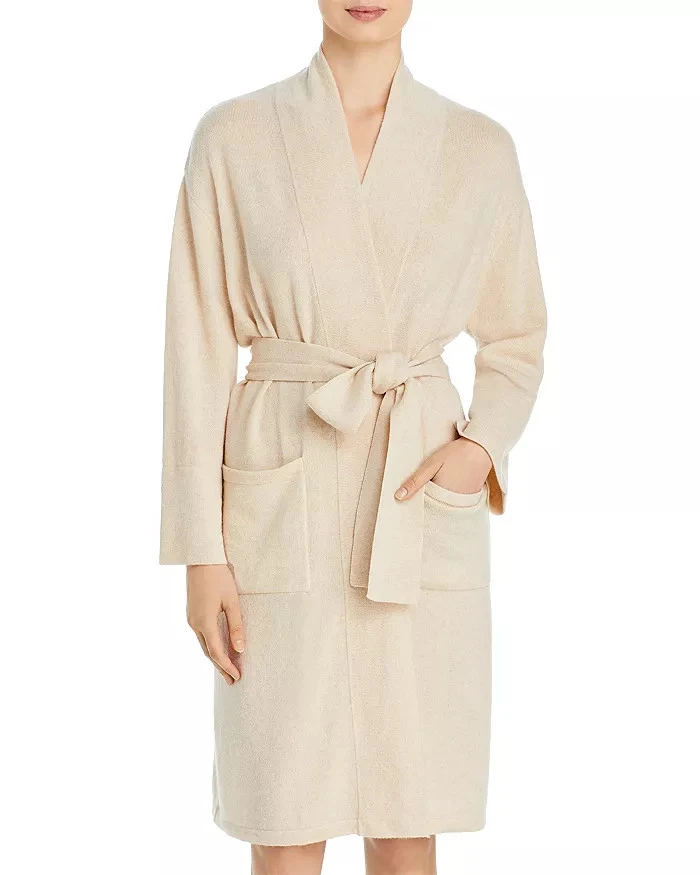 Wholesale Men's Women's Breathable Waffle Bathrobes Romantic Soft Sleepwear for Autumn Winter Plain Front Woolen V-neck Hotel