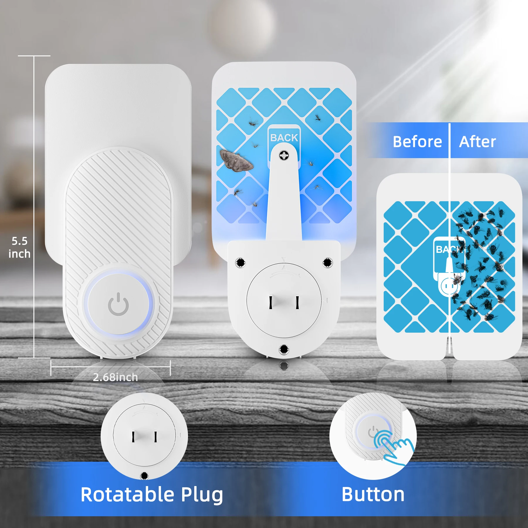 X-Pest New Design Plug-In Flying Insects Trap With UV Light for Flies/Moths/Gnats/Wasp/Bug Electric Indoor Fruit Fly Trap