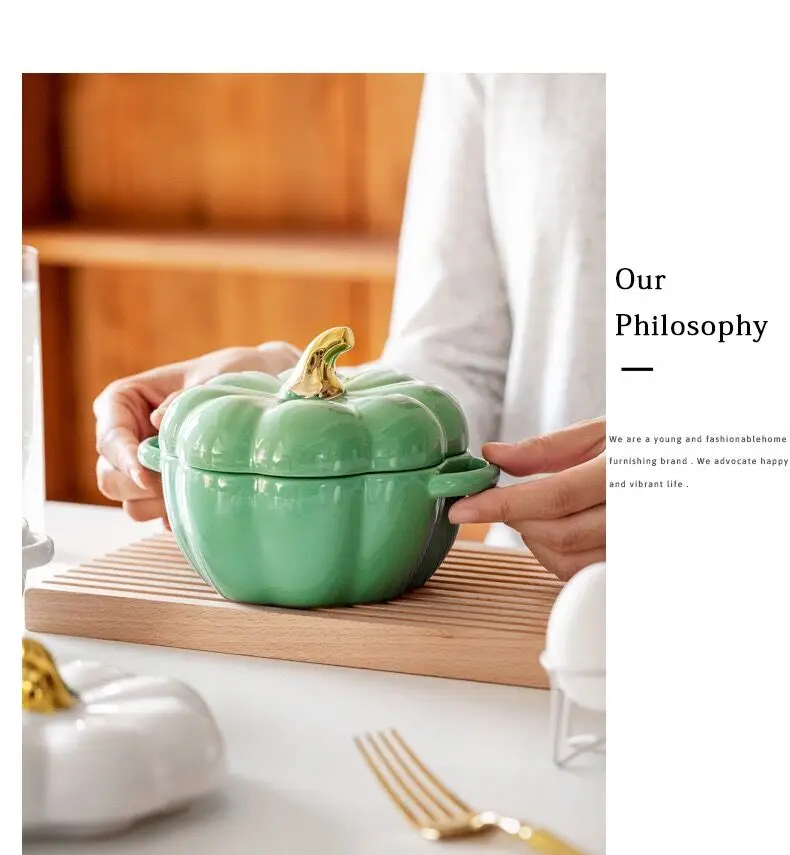 2023 Christmas exquisite and fashionable festival ceramic porcelain colorful pumpkin design soup bowl pot for home supplier