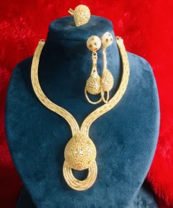 Dubai Classic Flower Style 24K Gold Plated Fashion Jewelry Set for france