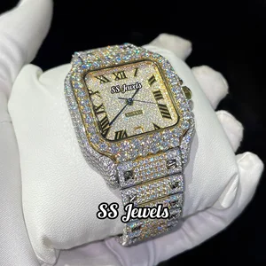 Best Price Luxury 41 MM Hip Hop Moissanite Iced Analog Mechanical Watch Glass Customized Antique VVS Diamond Tester Stainless