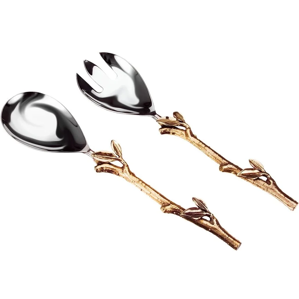 Набор из нержавеющей стали и алюминия для сервировки салата двухцветный самый продаваемый элегантный дизайн доступный по самой низкой цене