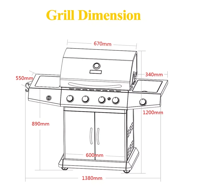 Factory Direct Sales Burner Gas Grill Outdoor Stainless Steel