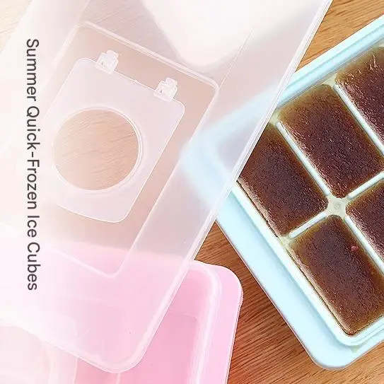2pc Ice Cube MoldSummer Ice Tray Plastic Ice Cube Mold 16 Grid Ice Making Box with Lid PP Ice Mold Creative Ice Cube Box