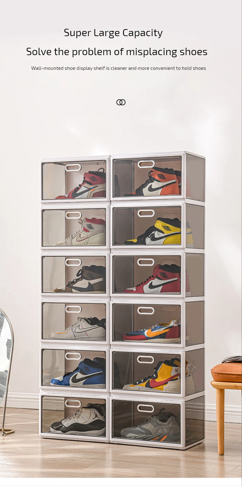 Wholesale Transparent Plastic Sneaker Stackable Shoe Kids Storage Boxes ...