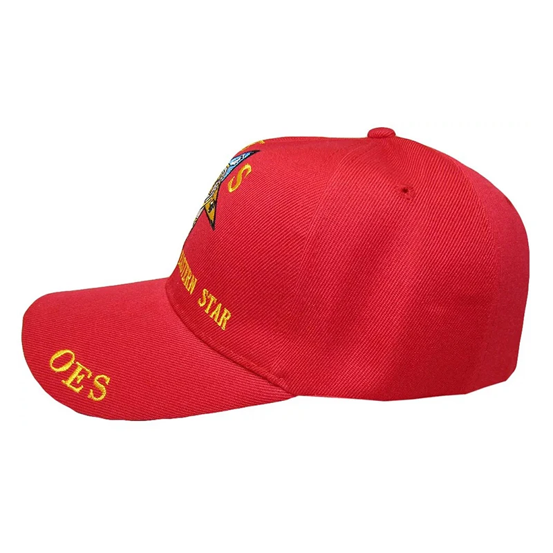 Mason OES Order of the Eastern Star Red 100% Acrylic Shadow Embroidered Hat Cap Regalia Embroidery Letter Hip Hop Custom Hats