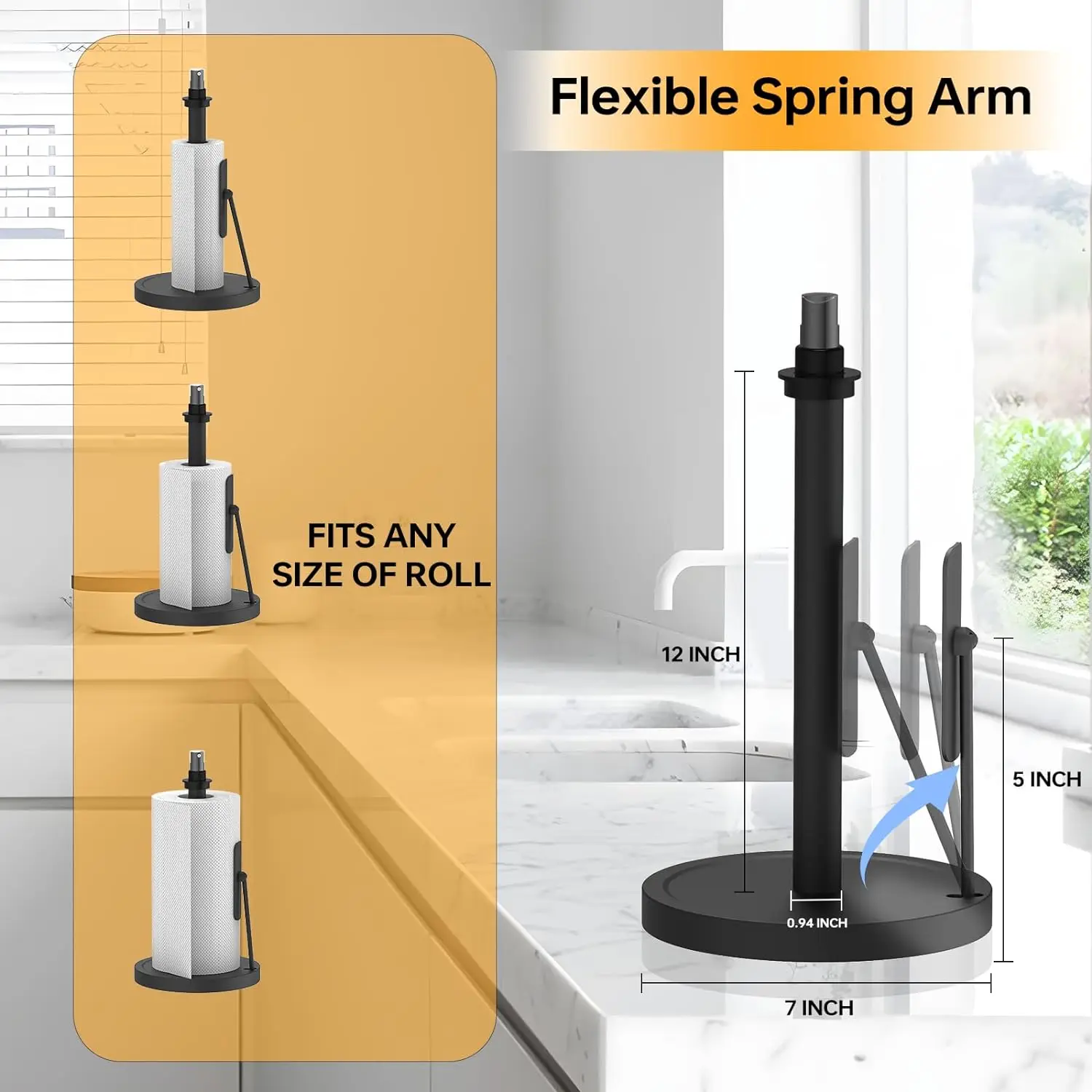 2 in 1 Paper Towel Holder with Spray Bottle Paper Towel Holder Countertop for Kitchen and Bathroom
