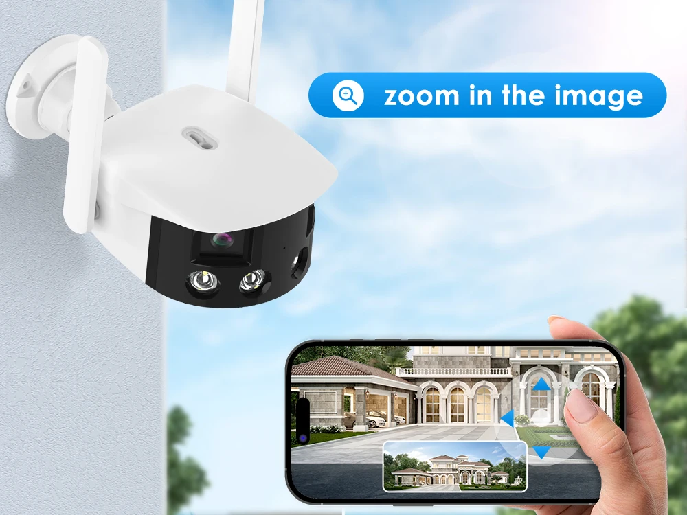 2k 4mp Dual Lens Security Outdoor Cctv Wireless Ip Camera Wide Viewing Icsee Ip66 Weatherproof