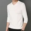 White V-neck long sleeves