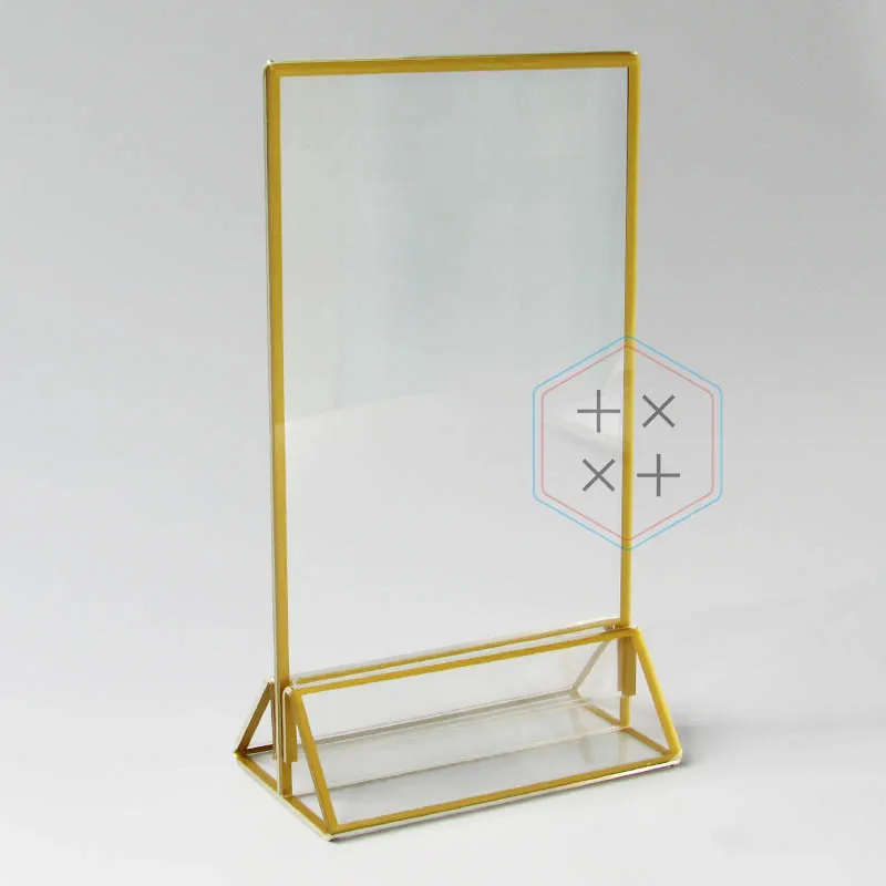 Gold Border Frame Acrylic Table Card Display Stand Buy Double Sided