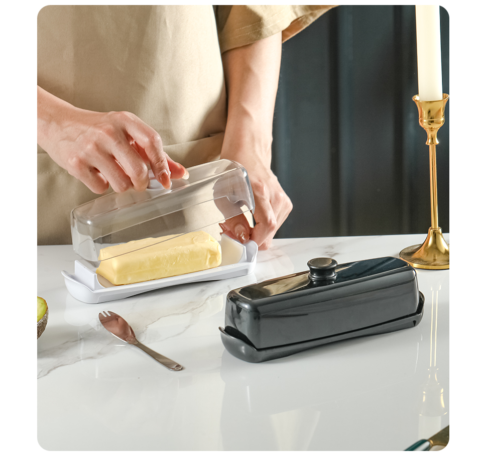 Plastic Rectangular Butter Storage Box Container Set With Lid And