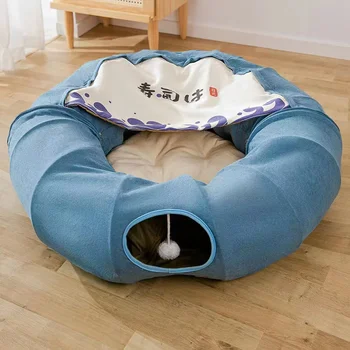 Wholesale Pet Supplies Pet Interactive accessories Cat donut Tunnel Bed mesh zipper Play Toy Cat Tunnel Tubes Bed