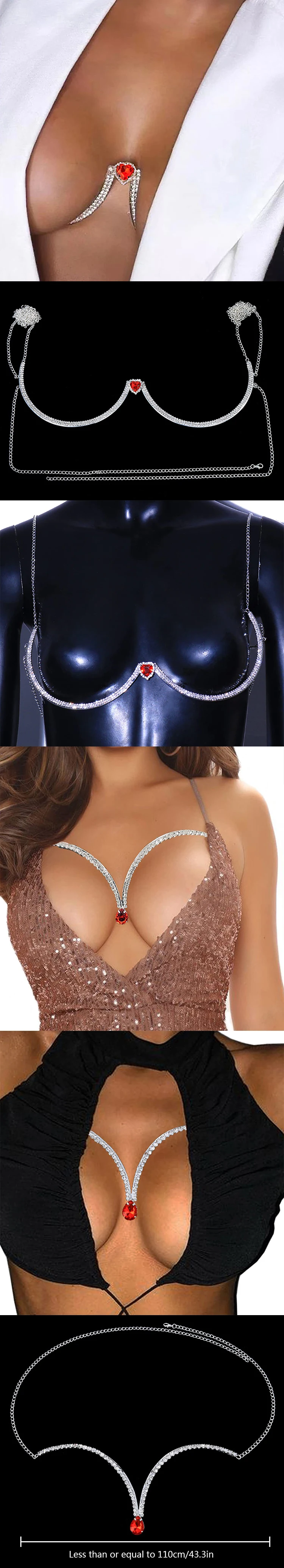 Curved Full Crystal Chest Support Trendy Sexy Body Chain Other Fashion Jewelry Accessories Oem