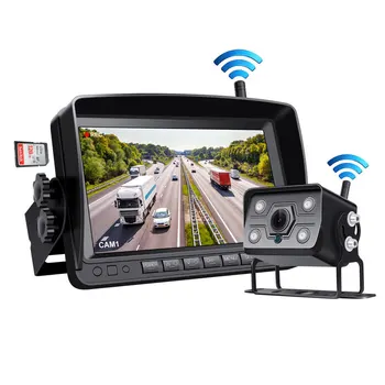 Digital Wireless Backup Camera Kit with 1080P Waterproof Camera and 7.0 Inch IR Night Vision Monitor Avoid Blind Spots