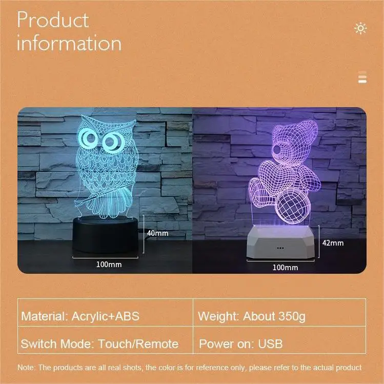 Custom Photo Creative 3d Night Light Acrylic Table Desk Base Christmas